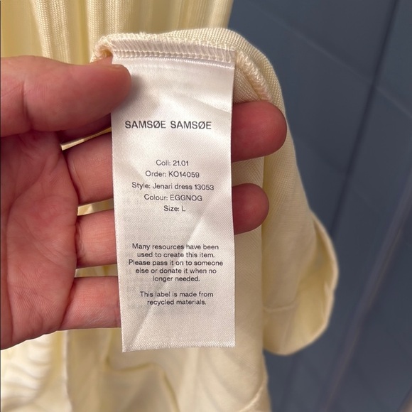 Samsoe Samsoe Jenari Ribbed Knit Eggnog Long Sleeve Sheath Dress Size Large - Picture 12 of 15